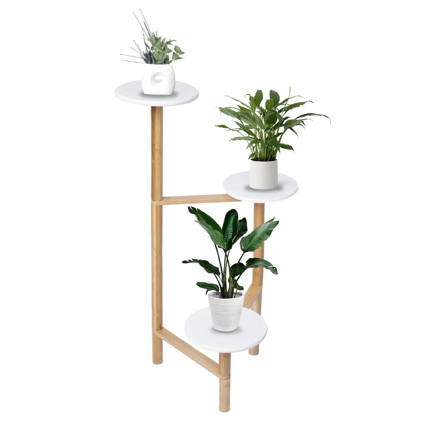 3 Tiers Bamboo Plant Stand Indoor Corner Garden Shelf Flower Stands for Living Room Balcony and Garden Decor