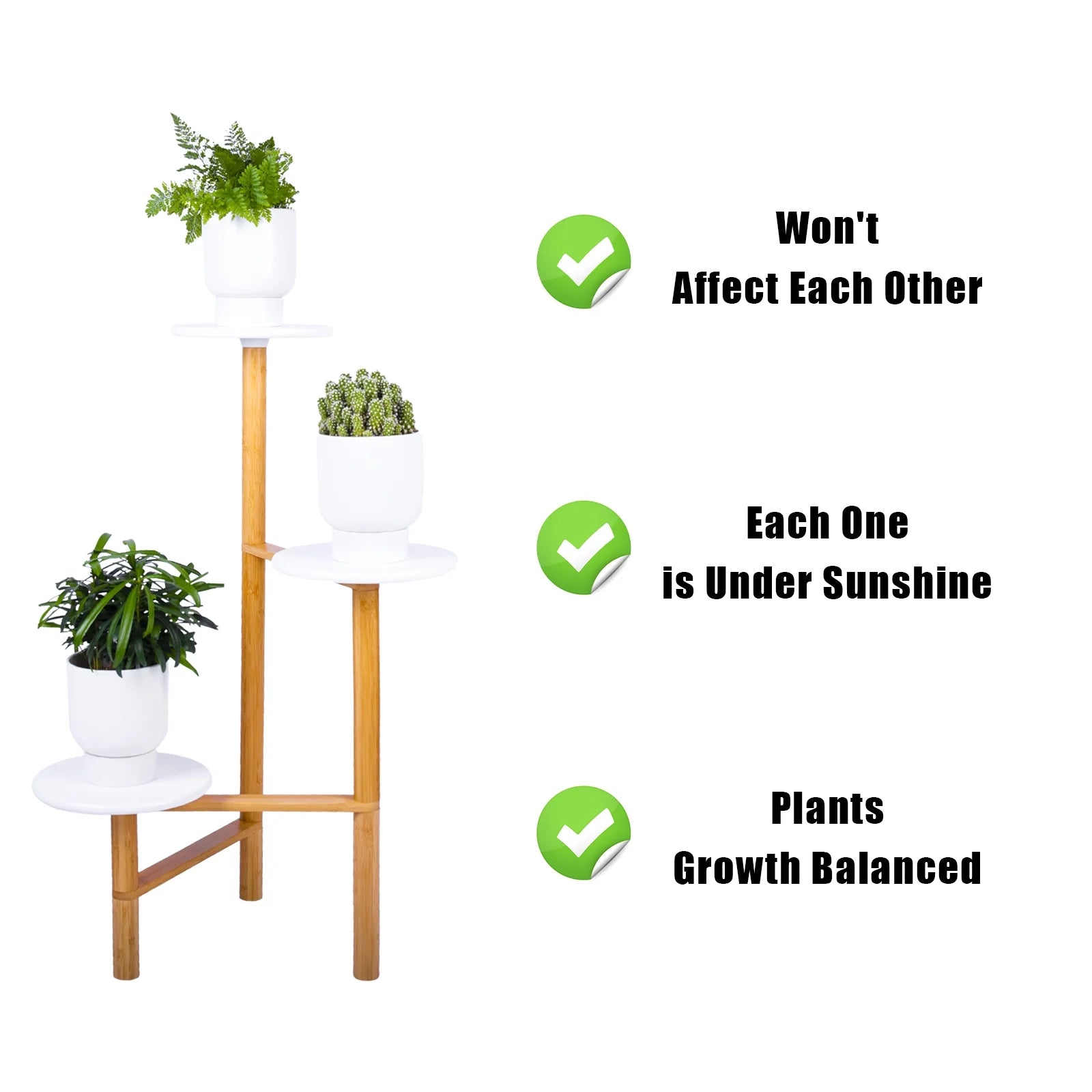 3 Tiers Bamboo Plant Stand Indoor Corner Garden Shelf Flower Stands for Living Room Balcony and Garden Decor