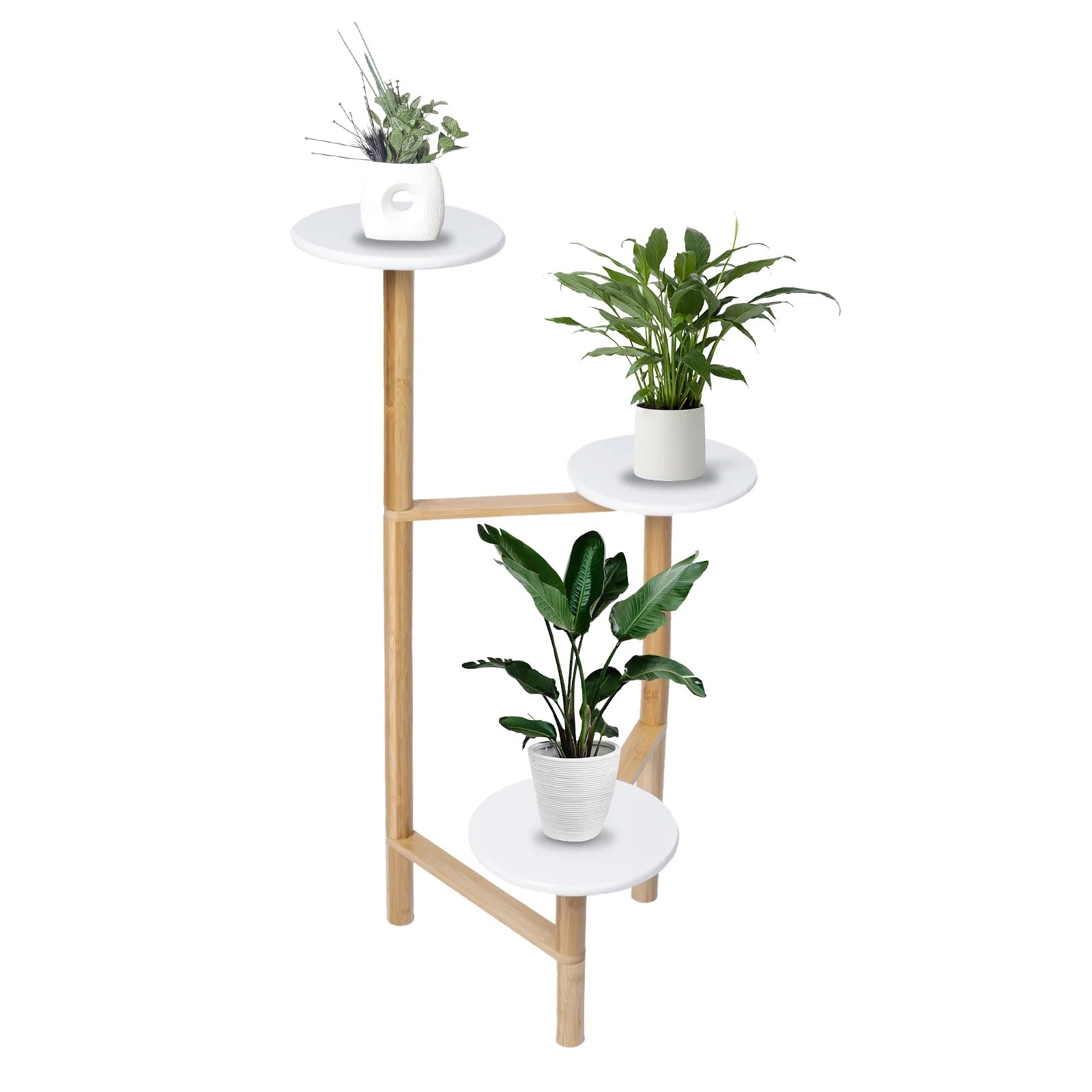3 Tiers Bamboo Plant Stand Indoor Corner Garden Shelf Flower Stands for Living Room Balcony and Garden Decor