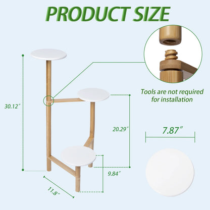 3 Tiers Bamboo Plant Stand Indoor Corner Garden Shelf Flower Stands for Living Room Balcony and Garden Decor